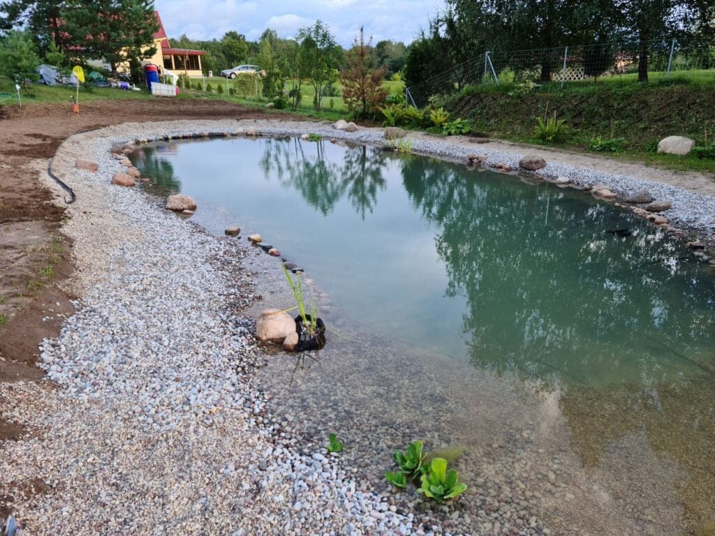 Tvenkinys tiestas danga