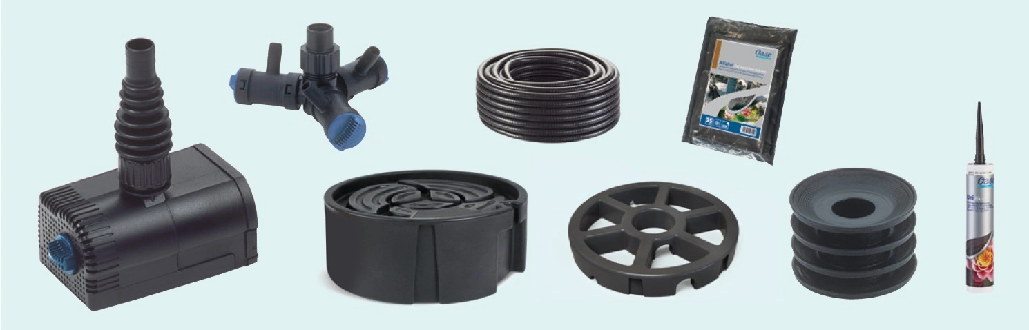 Akmens fontano įrengimo medžiagos.