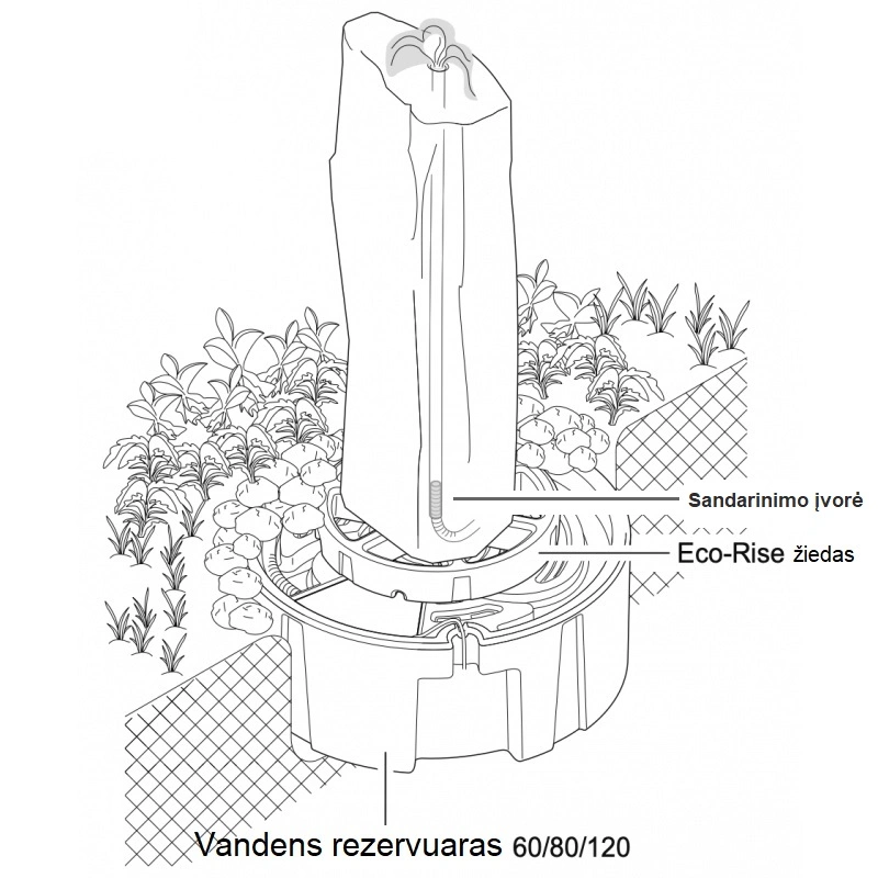Vandens rezervuaras su akmeniu.