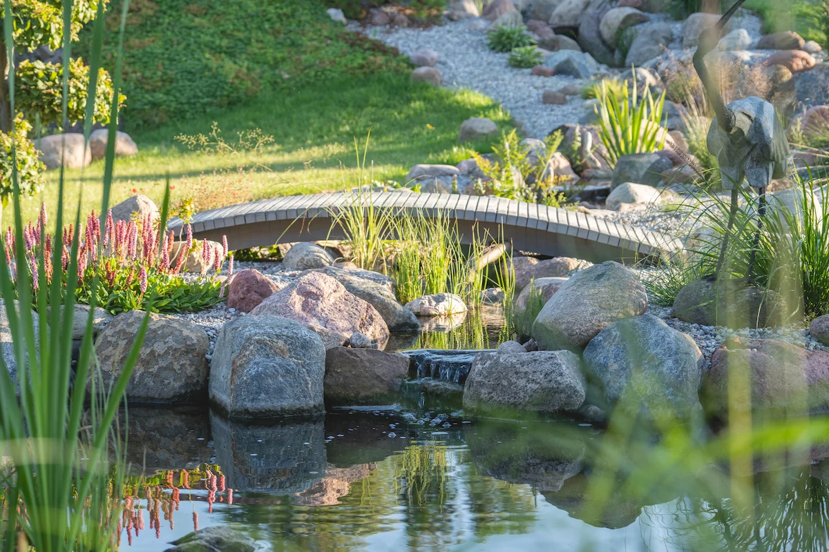 Koi tvenkinys su 20 metrų ilgio kriokliu